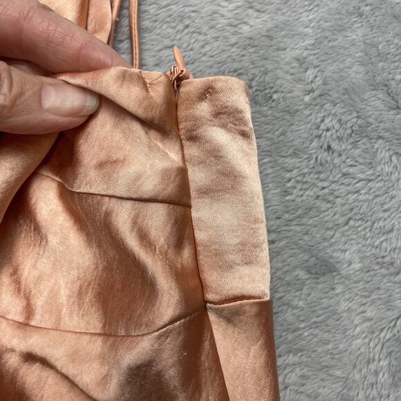 Princess Polly Fiery Feelings Satin Mini Dress Womens 8 Peach Drape Neck Slip‎ - Picture 7 of 11